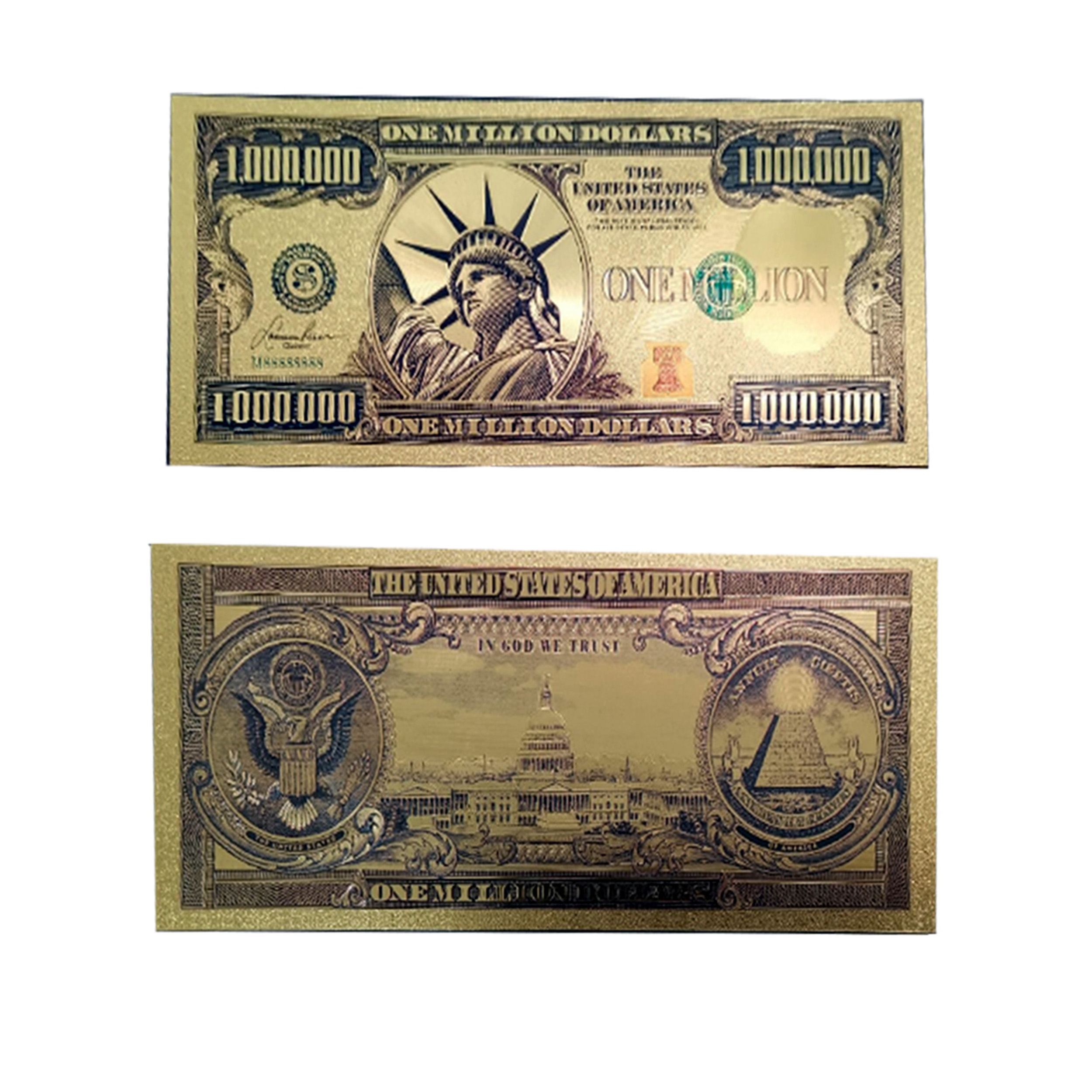 One Million Dollar 24K Gold Plated Bill Collectible Banknotes for Decoration 24K Gold and Silver Plated Replica Bills One Million Dollar 24K Gold Plated Bill Collectible Banknotes for Decoration 24K Gold and Silver Plated Replica Bills 3
