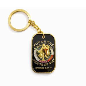 Put on the Whole Armor of God Christian Gold Plated Dog Tag Keychain All Products Put on the Whole Armor of God Christian Gold Plated Dog Tag Keychain All Products