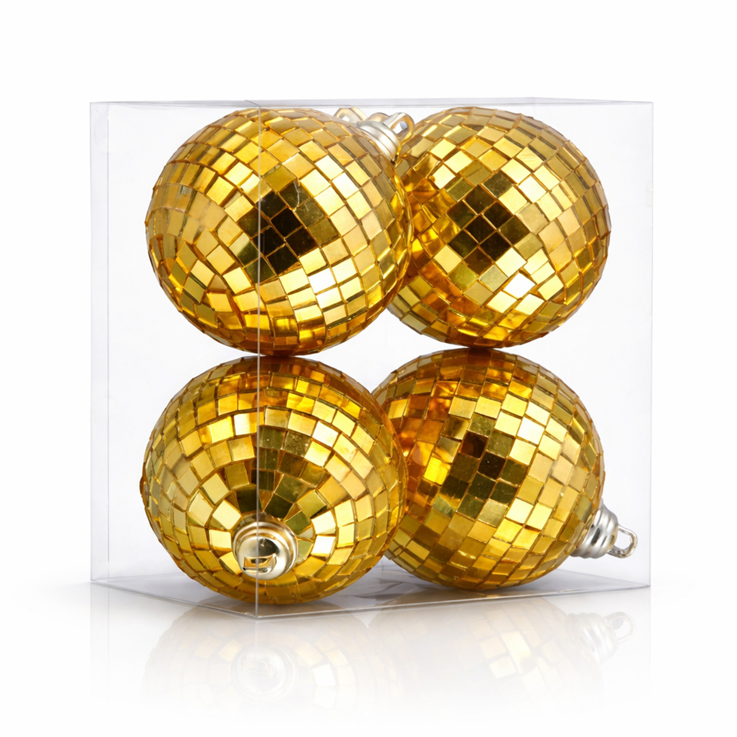 Pack of 4 Unlit Mini Gold Mirror Disco Ball Ornaments All Products Pack of 4 Unlit Mini Gold Mirror Disco Ball Ornaments All Products 3