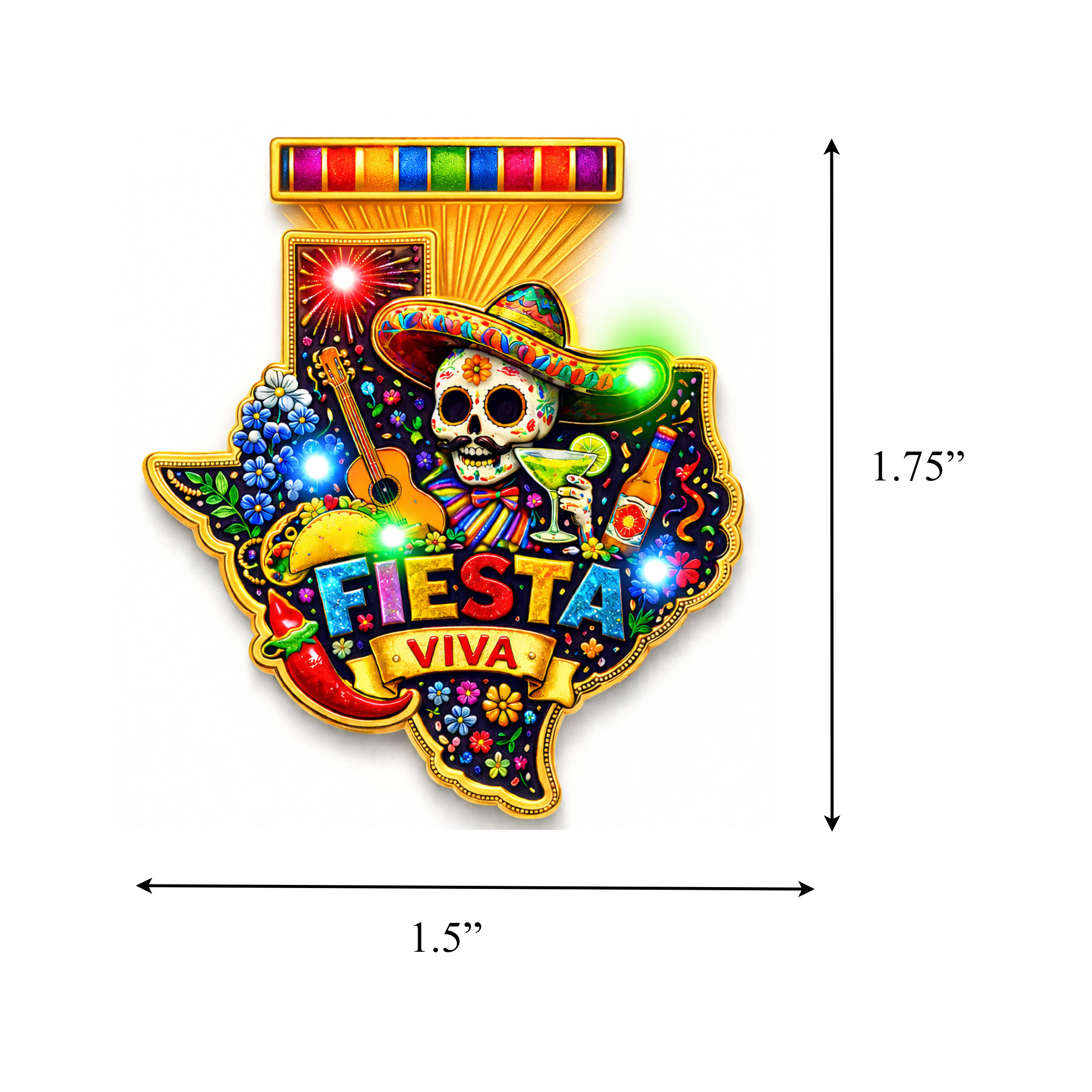 Viva Fiesta San Antonio Texas Flashing Body Light Lapel Pin – Magic ...