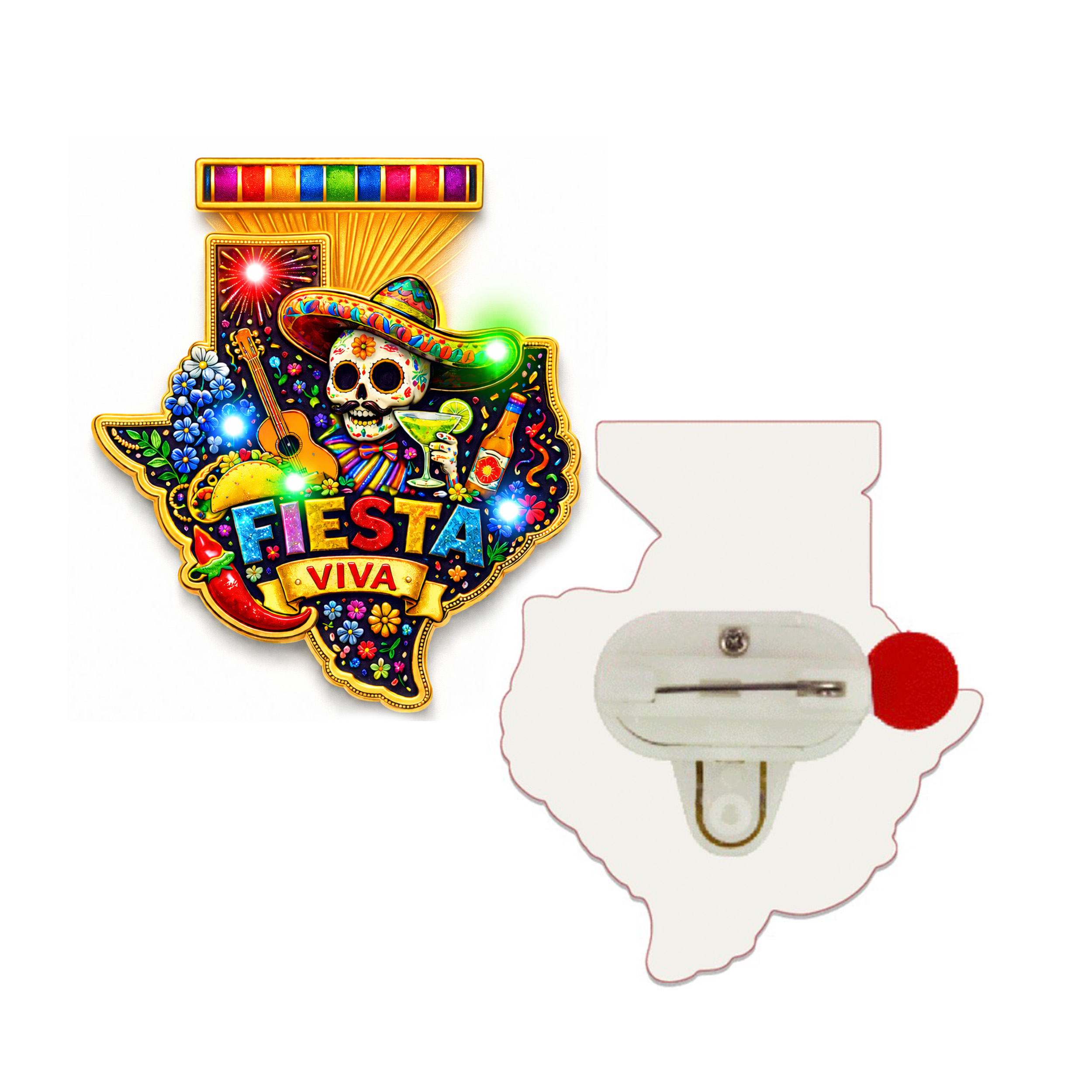 Viva Fiesta San Antonio Texas Flashing Body Light Lapel Pin – Magic ...