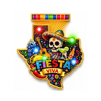 Viva Fiesta San Antonio Texas Flashing Body Light Lapel Pin 4th of July