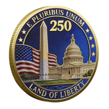 E Pluribus Unum Land of Liberty 250 Years USA Gold Plated Commemorative Coin 4th of July