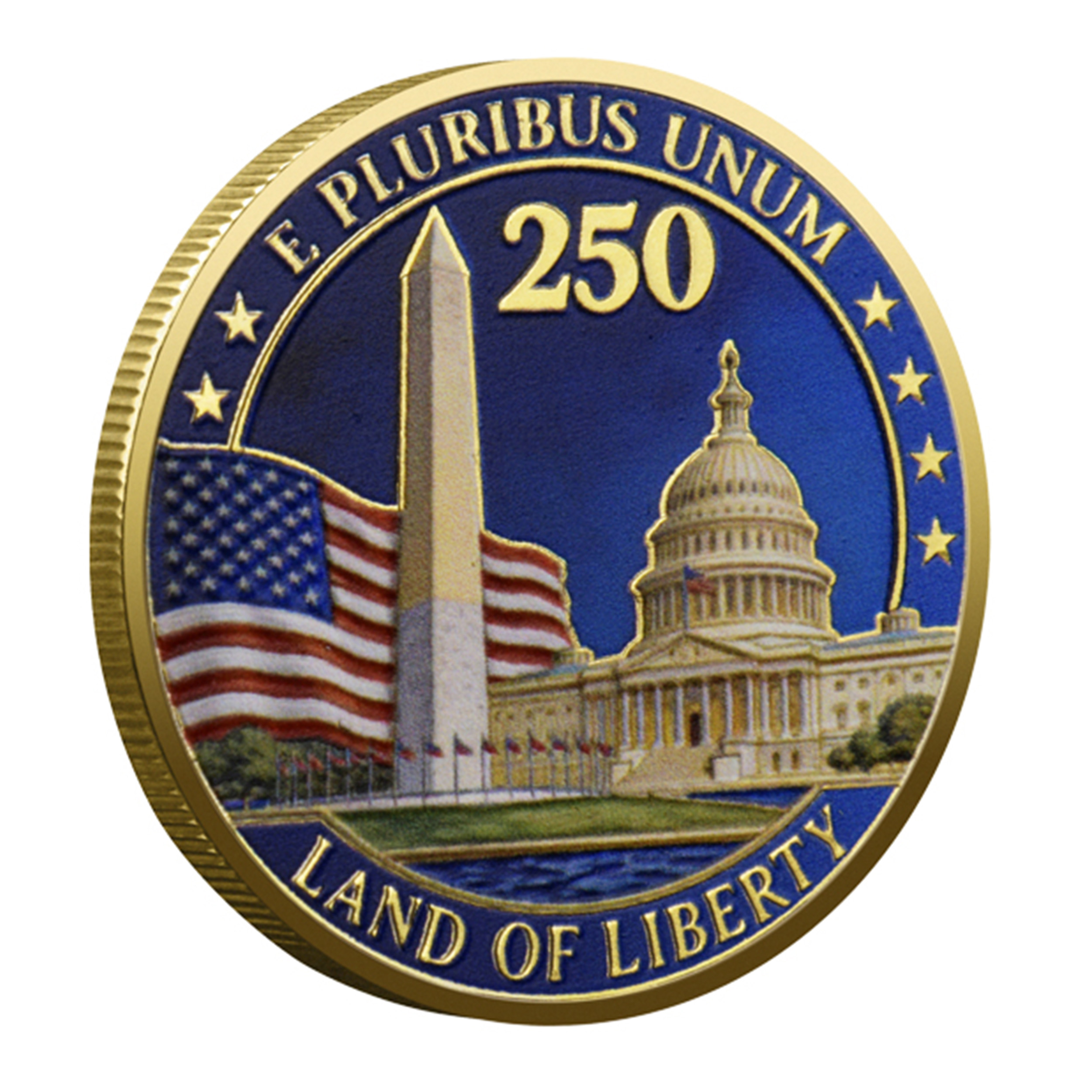 E Pluribus Unum Land of Liberty 250 Years USA Gold Plated Commemorative Coin 4th of July E Pluribus Unum Land of Liberty 250 Years USA Gold Plated Commemorative Coin 4th of July 3
