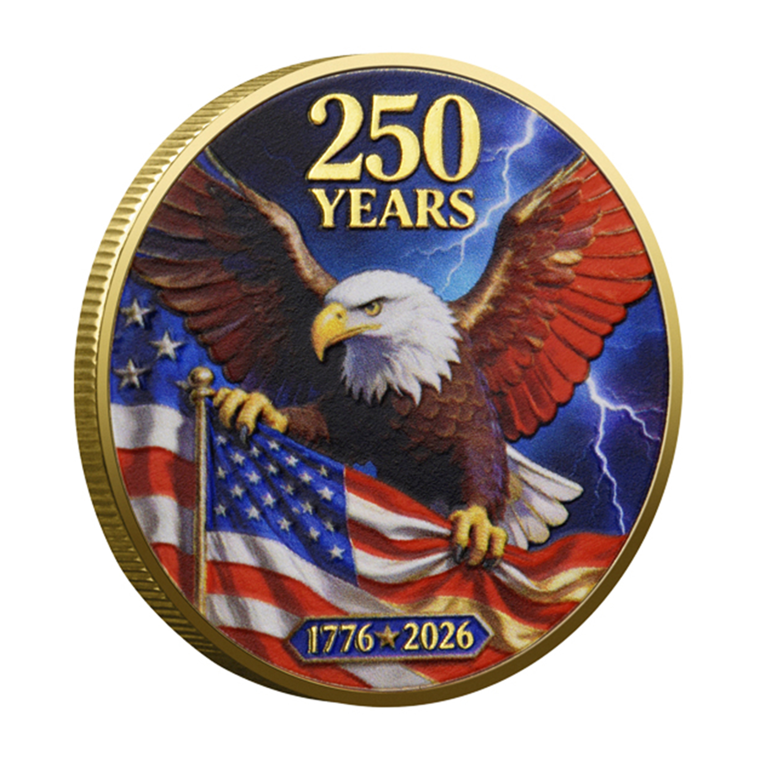 E Pluribus Unum Land of Liberty 250 Years USA Gold Plated Commemorative Coin 4th of July E Pluribus Unum Land of Liberty 250 Years USA Gold Plated Commemorative Coin 4th of July 4