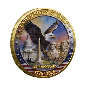 250 Years of Freedom USA Gold Plated Commemorative Coin 4th of July