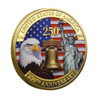 Icons of Liberty 250th Anniversary USA Gold Plated Commemorative Coin 4th of July