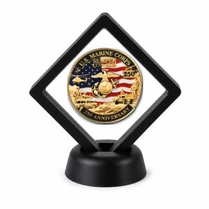 US Marine Corps Coin Display Stand with Coin of Choice Challenge Coins US Marine Corps Coin Display Stand with Coin of Choice Challenge Coins