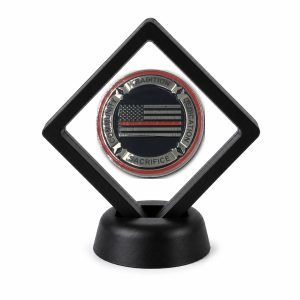 Firefighter and First Responder Coin Display Stand with Coin of Choice Challenge Coins Firefighter and First Responder Coin Display Stand with Coin of Choice Challenge Coins
