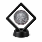 Catholic and Saints Coin Display Stand with Coin of Choice