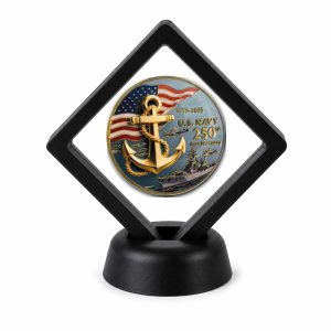 US Navy Coin Display Stand with Coin of Choice Challenge Coins US Navy Coin Display Stand with Coin of Choice Challenge Coins