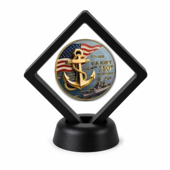US Navy Coin Display Stand with Coin of Choice Challenge Coins