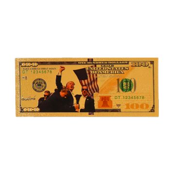 100 Dollar Fight for Freedom 47th President Donald Trump Rally Commemorative Gold Plated Bill 24K Gold and Silver Plated Replica Bills 100 Dollar Fight for Freedom 47th President Donald Trump Rally Commemorative Gold Plated Bill 24K Gold and Silver Plated Replica Bills