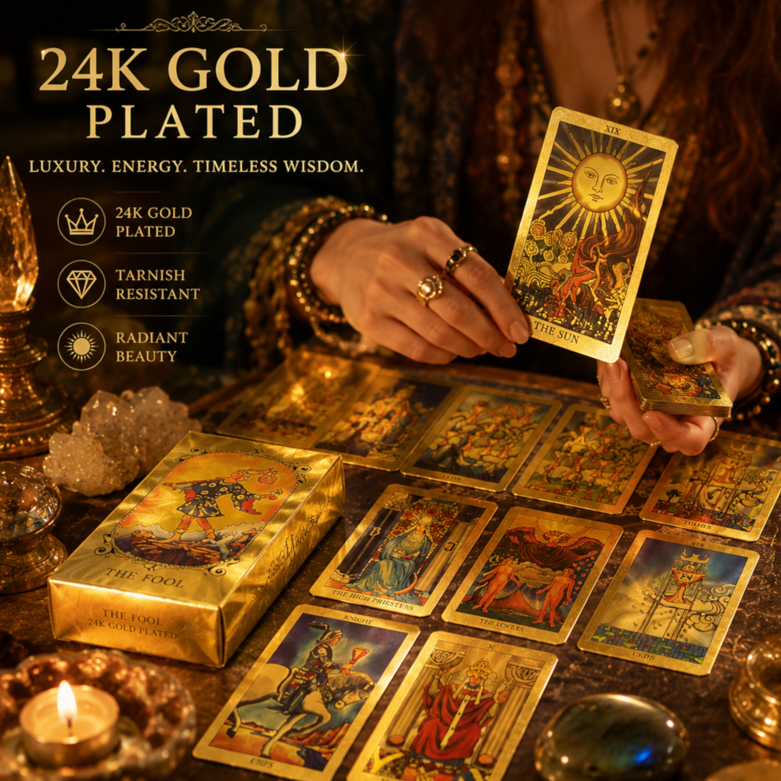 Premium Fortune Telling Mystic Gold Foil Tarot Deck of Cards All Products Premium Fortune Telling Mystic Gold Foil Tarot Deck of Cards All Products 7