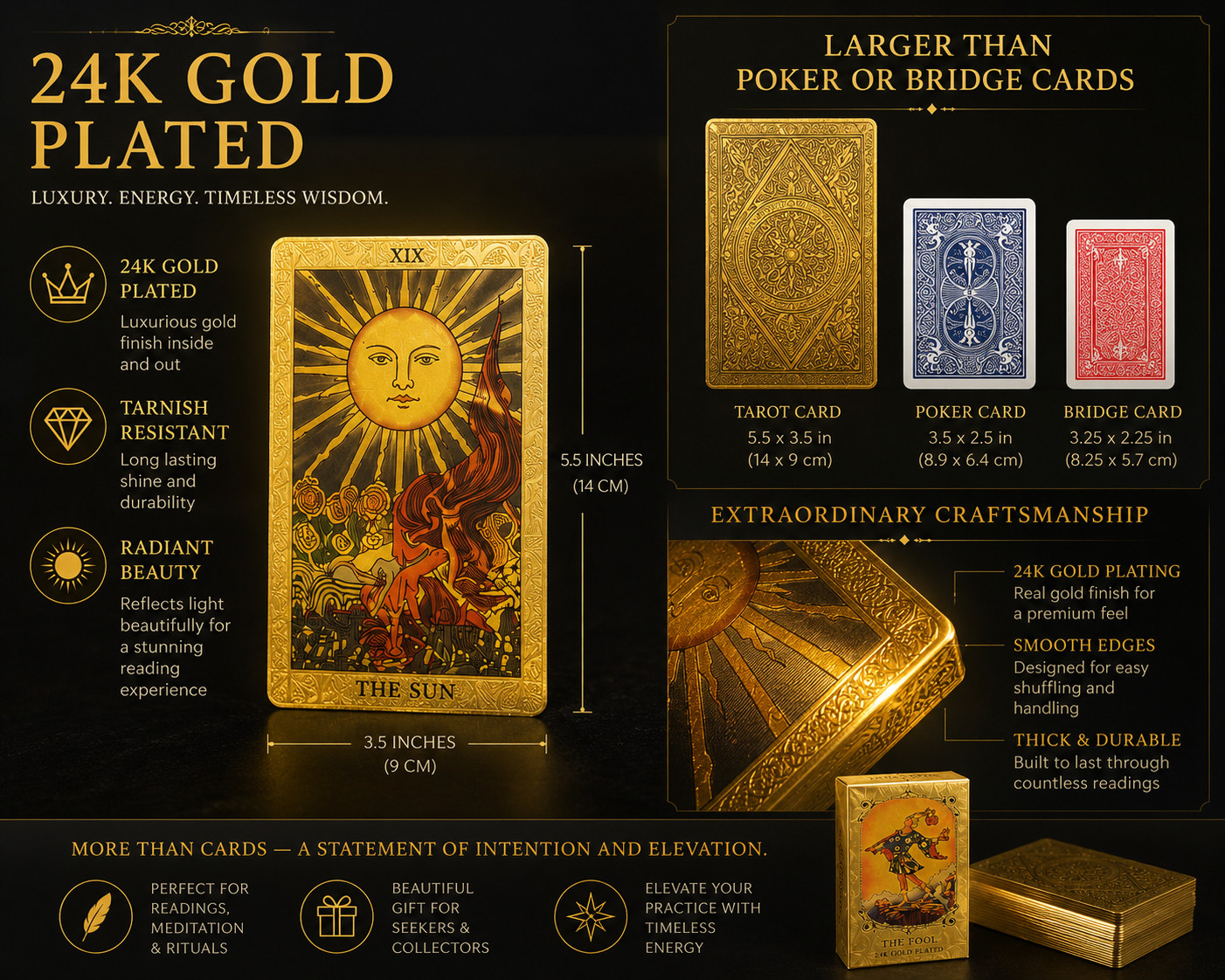 Premium Fortune Telling Mystic Gold Foil Tarot Deck of Cards All Products Premium Fortune Telling Mystic Gold Foil Tarot Deck of Cards All Products 9