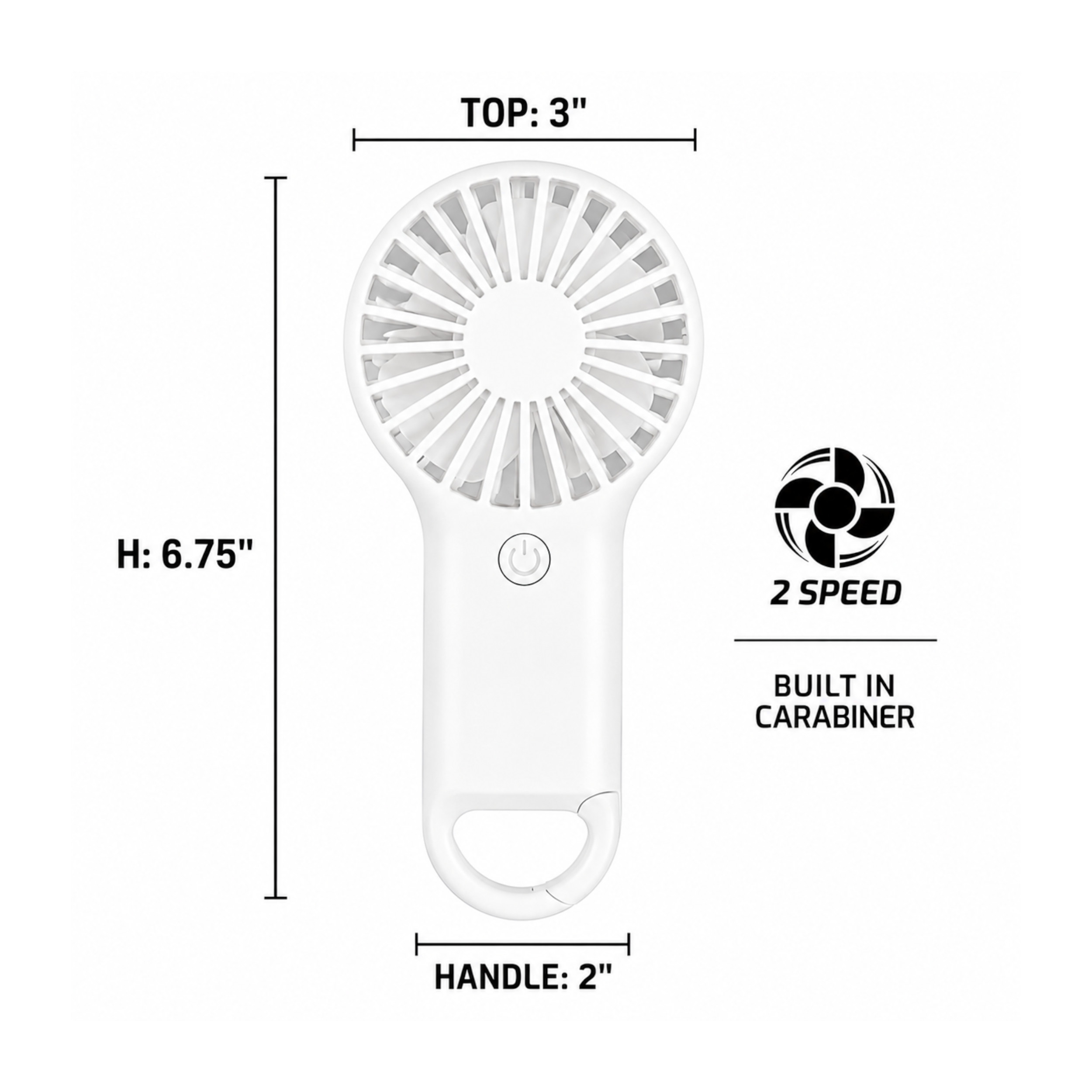 Portable 2 Speed White Mini Fan with Built In Carabiner Clip All Products Portable 2 Speed White Mini Fan with Built In Carabiner Clip All Products 4