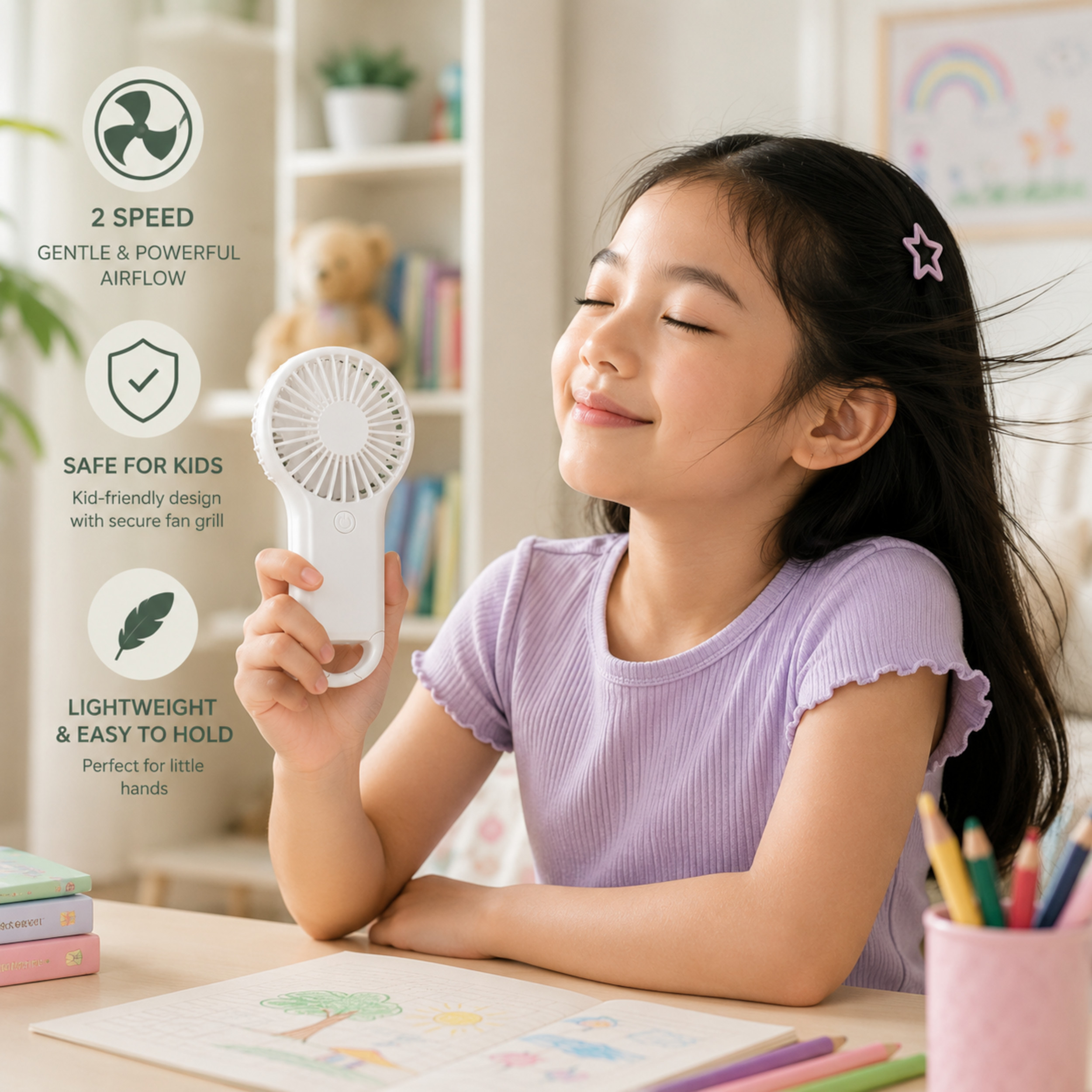 Portable 2 Speed White Mini Fan with Built In Carabiner Clip All Products Portable 2 Speed White Mini Fan with Built In Carabiner Clip All Products 6