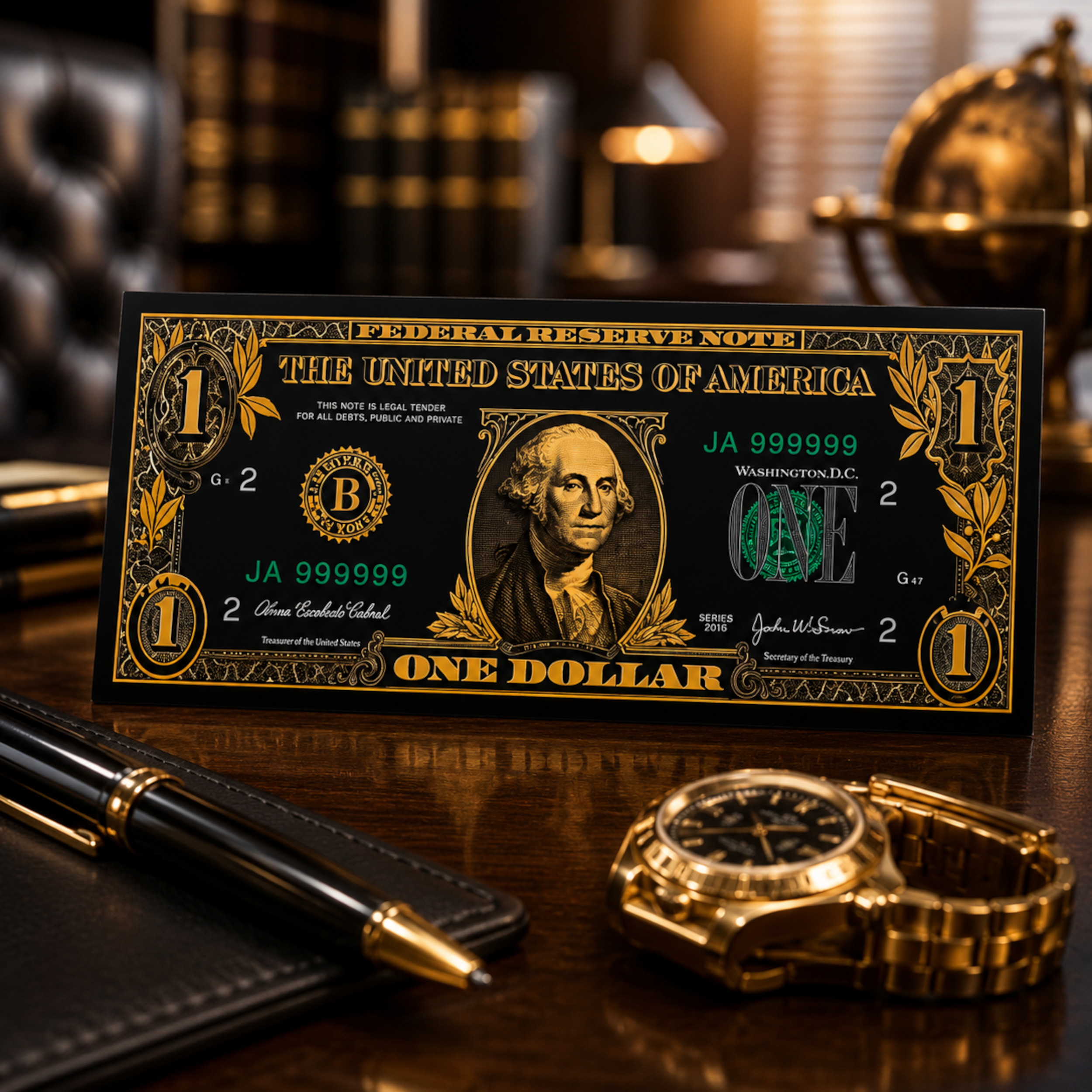 1 Dollar 24K Gold and Black Plated Decorative Collectible Banknote 24K Gold and Black Plated Replica Bills 1 Dollar 24K Gold and Black Plated Decorative Collectible Banknote 24K Gold and Black Plated Replica Bills 4