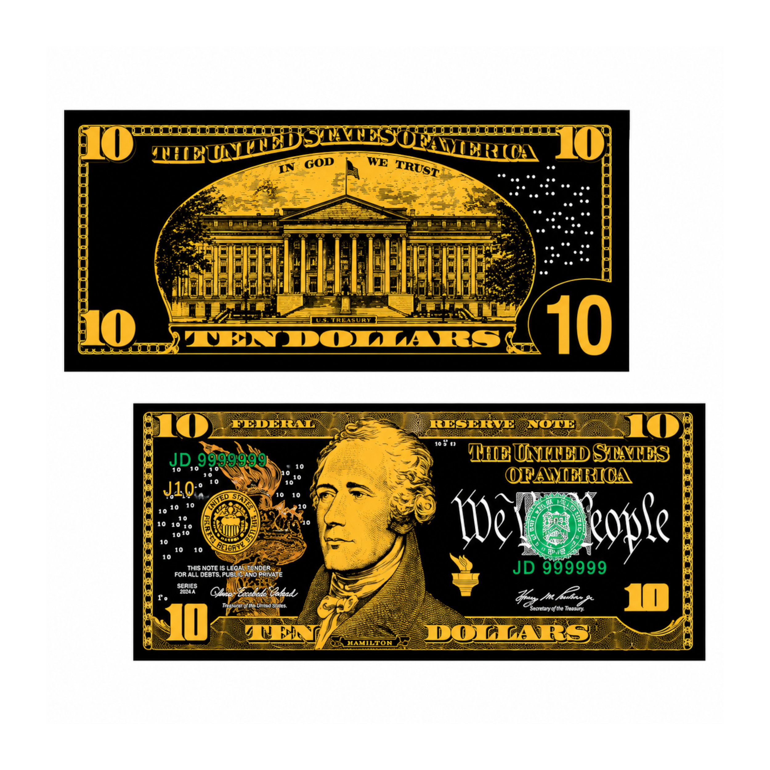 10 Dollar 24K Gold and Black Plated Decorative Collectible Banknote 24K Gold and Black Plated Replica Bills 10 Dollar 24K Gold and Black Plated Decorative Collectible Banknote 24K Gold and Black Plated Replica Bills 3