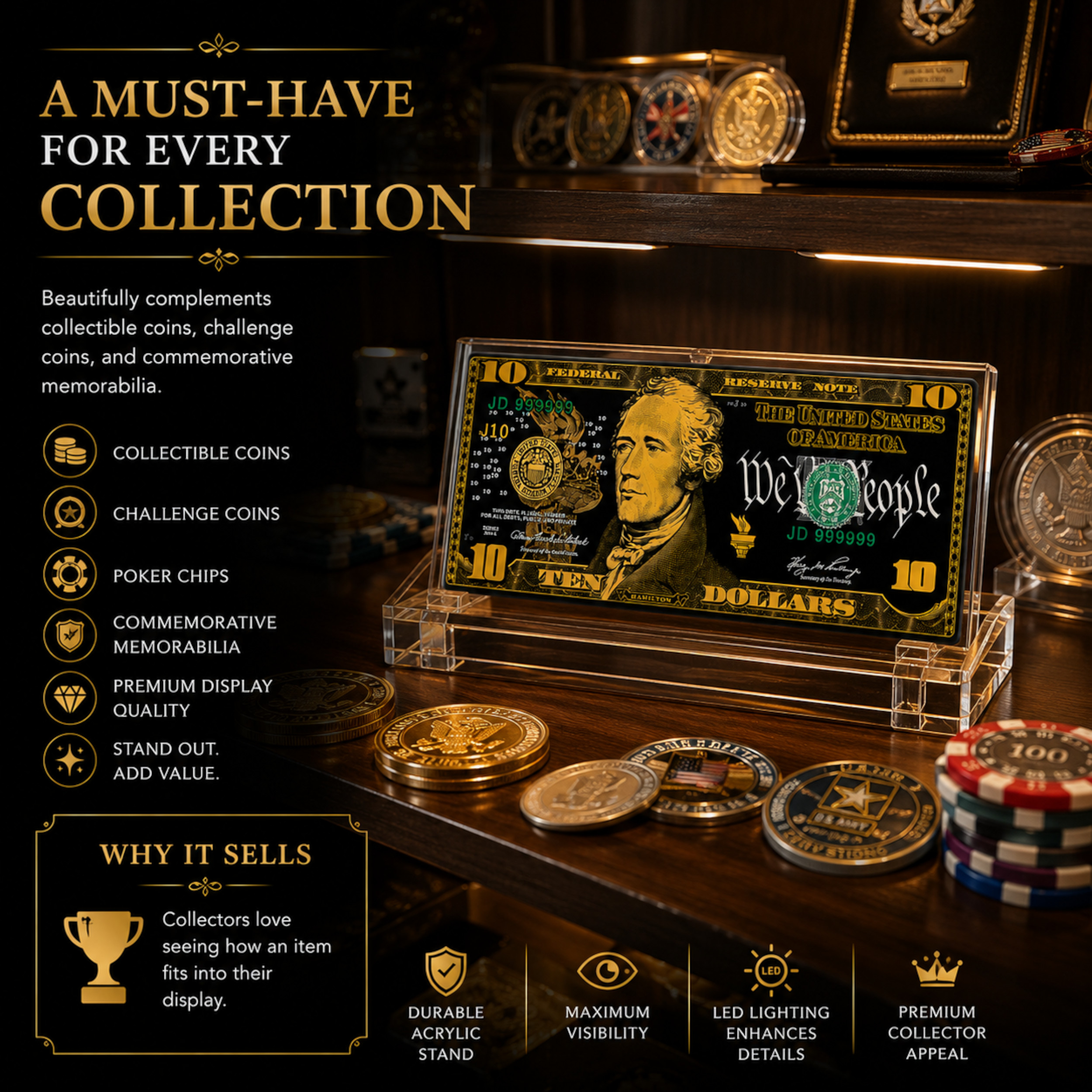 10 Dollar 24K Gold and Black Plated Decorative Collectible Banknote 24K Gold and Black Plated Replica Bills 10 Dollar 24K Gold and Black Plated Decorative Collectible Banknote 24K Gold and Black Plated Replica Bills 7