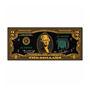 2 Dollar 24K Gold and Black Plated Decorative Collectible Banknote 24K Gold and Black Plated Replica Bills 2 Dollar 24K Gold and Black Plated Decorative Collectible Banknote 24K Gold and Black Plated Replica Bills