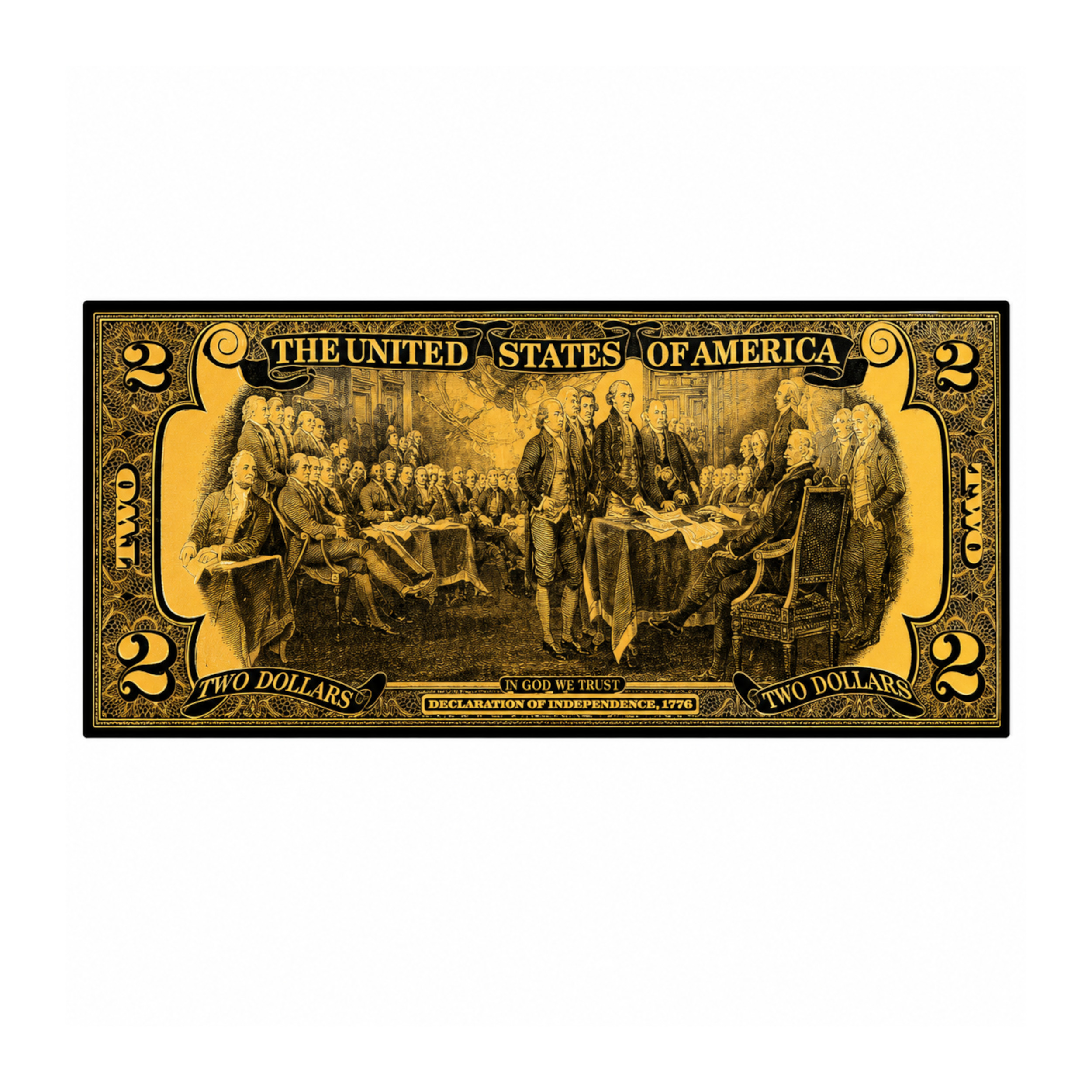 2 Dollar 24K Gold and Black Plated Decorative Collectible Banknote 24K Gold and Black Plated Replica Bills 2 Dollar 24K Gold and Black Plated Decorative Collectible Banknote 24K Gold and Black Plated Replica Bills 2