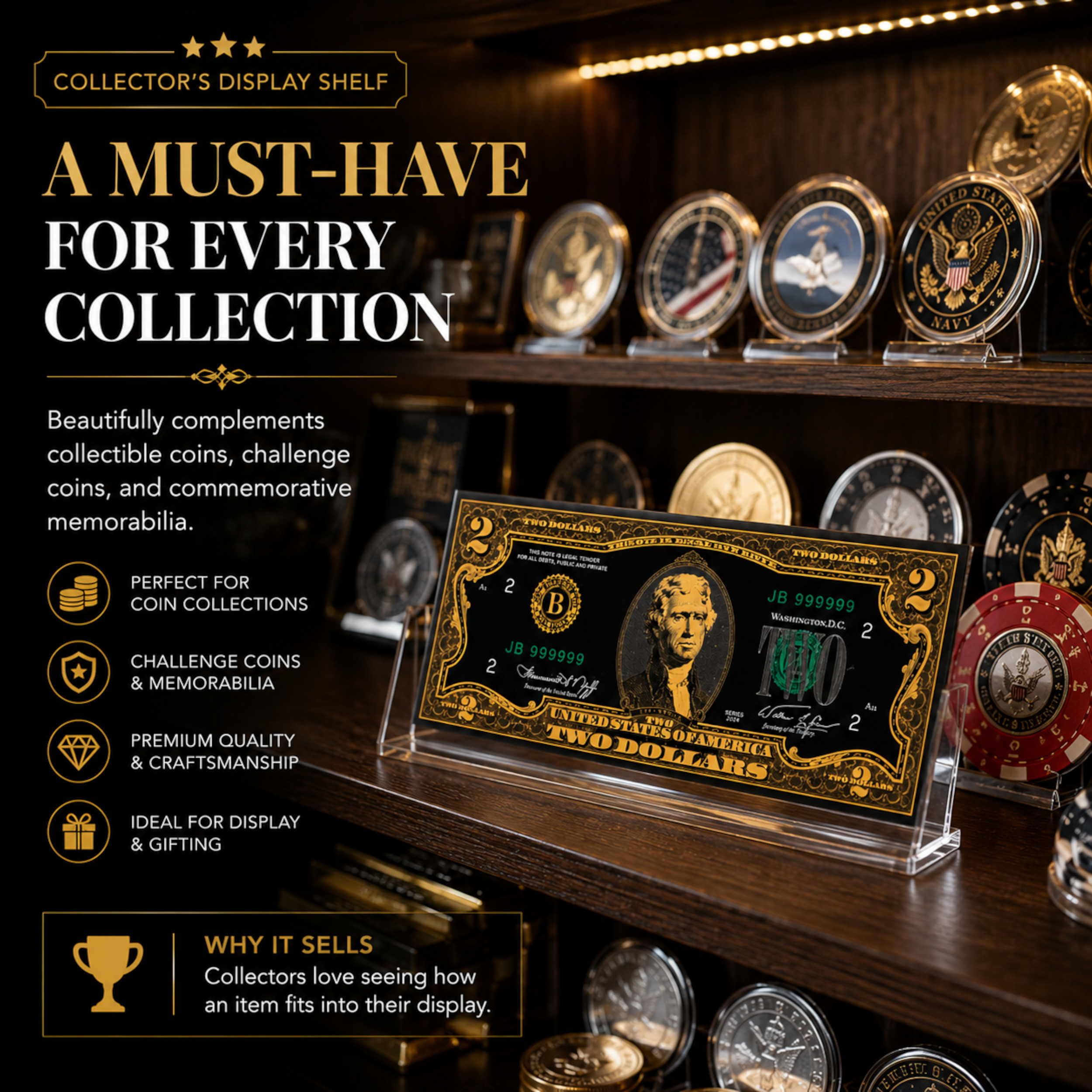2 Dollar 24K Gold and Black Plated Decorative Collectible Banknote 24K Gold and Black Plated Replica Bills 2 Dollar 24K Gold and Black Plated Decorative Collectible Banknote 24K Gold and Black Plated Replica Bills 7