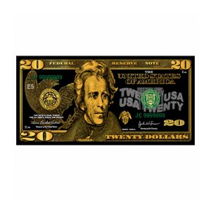 20 Dollar 24K Gold and Black Plated Decorative Collectible Banknote 24K Gold and Black Plated Replica Bills 20 Dollar 24K Gold and Black Plated Decorative Collectible Banknote 24K Gold and Black Plated Replica Bills