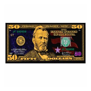 50 Dollar 24K Gold and Black Plated Decorative Collectible Banknote 24K Gold and Black Plated Replica Bills
