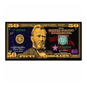 50 Dollar 24K Gold and Black Plated Decorative Collectible Banknote 24K Gold and Black Plated Replica Bills 50 Dollar 24K Gold and Black Plated Decorative Collectible Banknote 24K Gold and Black Plated Replica Bills