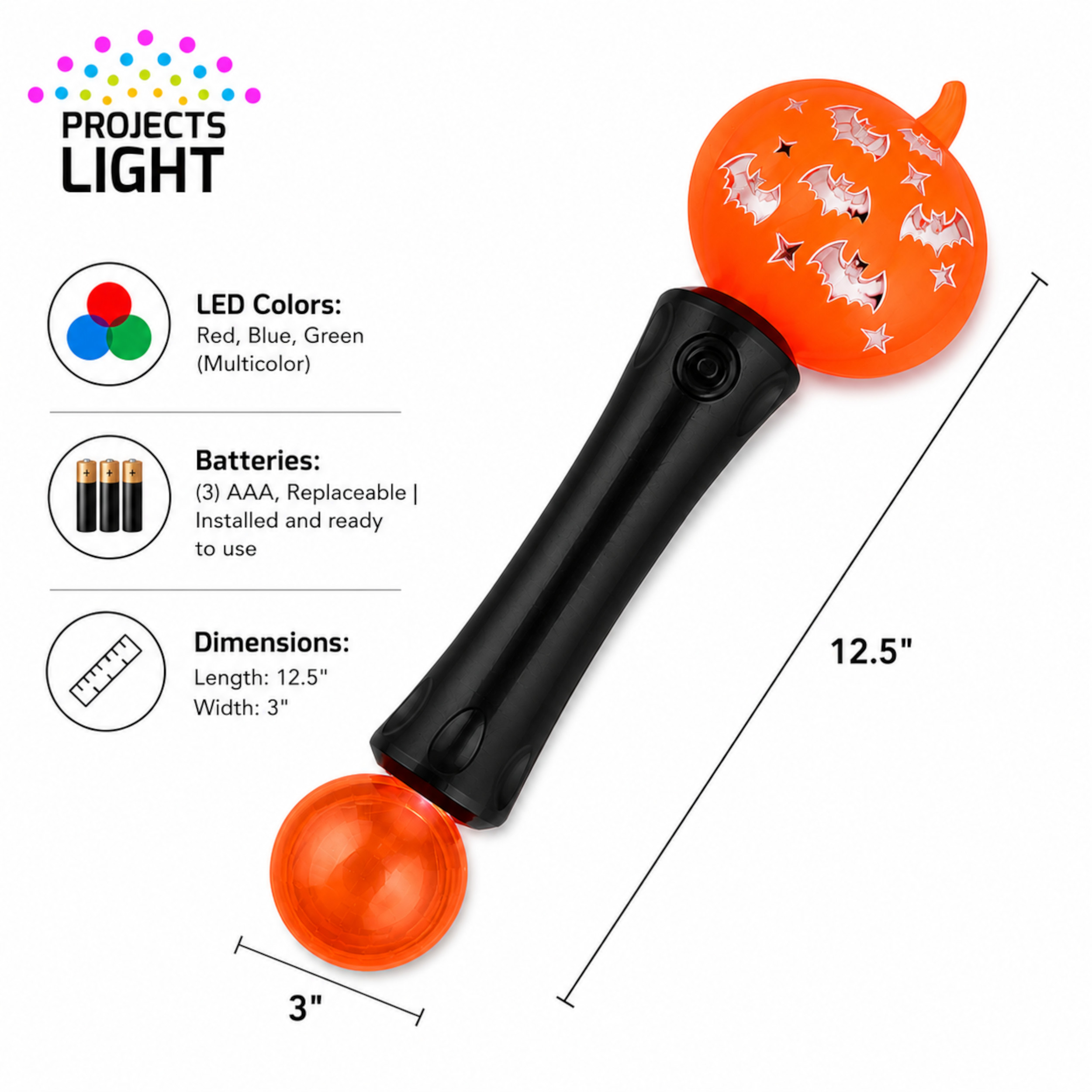 Halloween Pumpkin Wand with Bat Light Projection and Prism Ball All Products Halloween Pumpkin Wand with Bat Light Projection and Prism Ball All Products 2