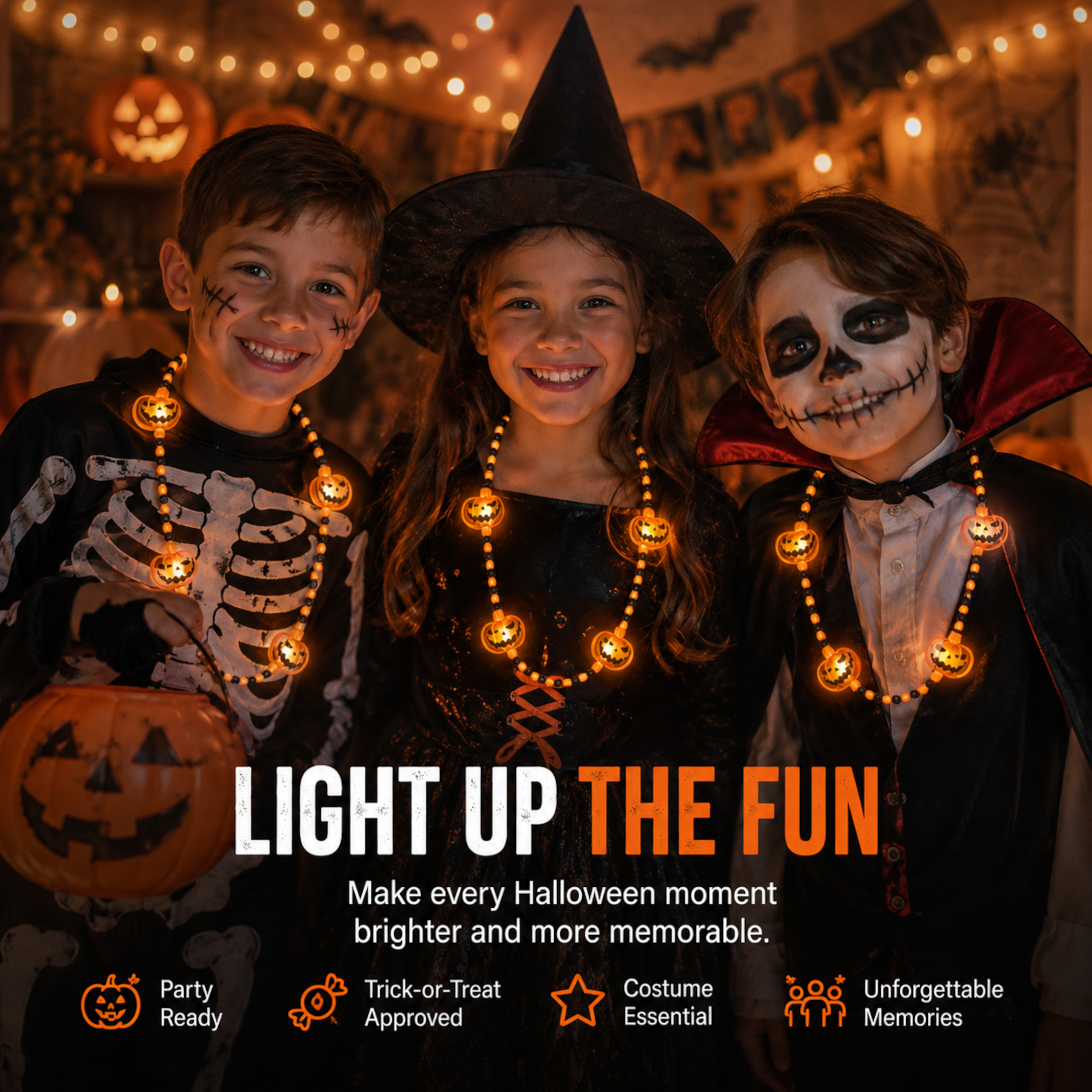 Light Up 4 Jack O Lantern LED Bead Necklace All Products Light Up 4 Jack O Lantern LED Bead Necklace All Products 6