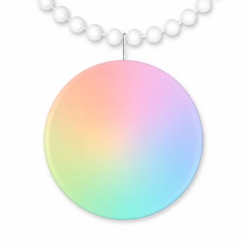 Light Up Multicolor Round Badge Pin with White Beaded Necklace Light Up Multicolor Round Badge Pin with White Beaded Necklace