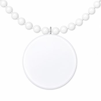 Light Up White Round Badge Pin with White Beaded Necklace Light Up White Round Badge Pin with White Beaded Necklace
