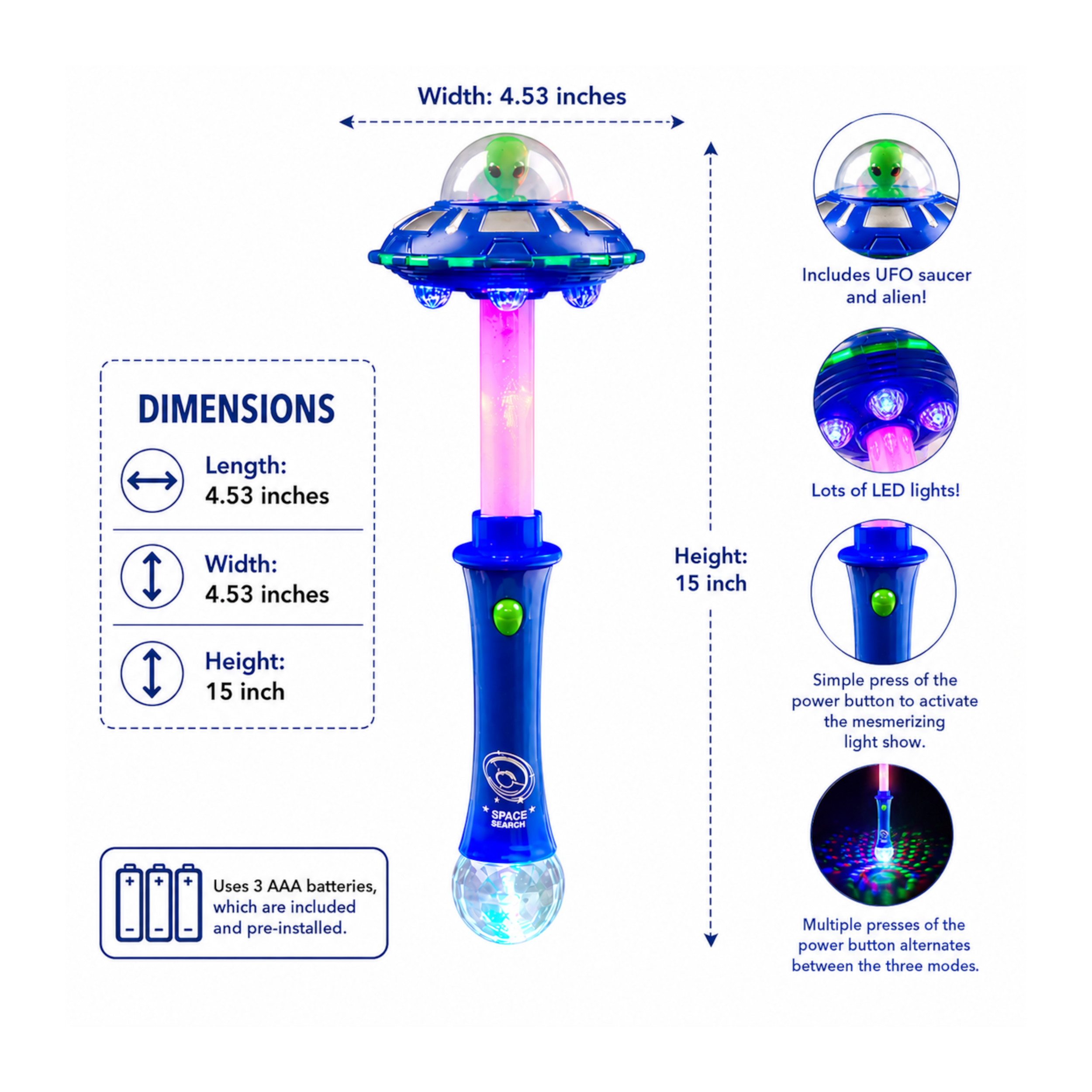 Space Alien UFO LED Light Up Wand All Products Space Alien UFO LED Light Up Wand All Products 2