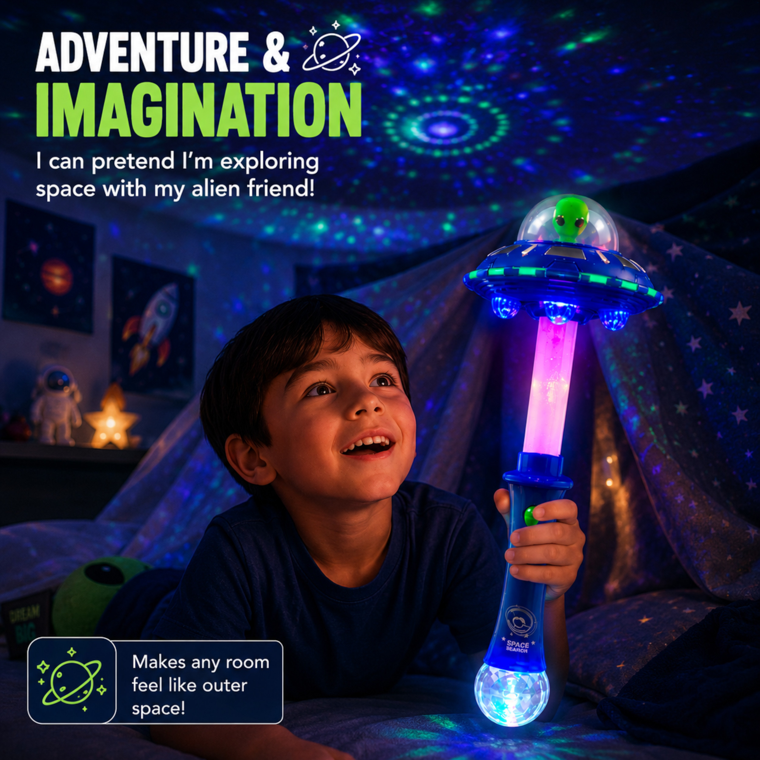 Space Alien UFO LED Light Up Wand All Products Space Alien UFO LED Light Up Wand All Products 3