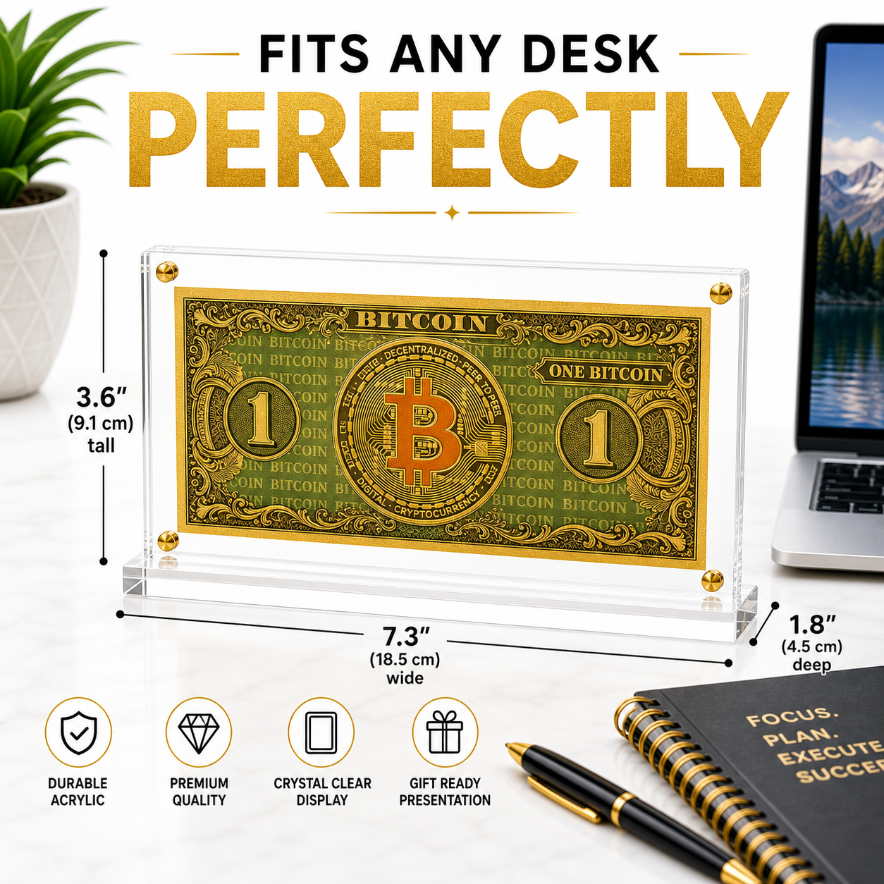 Bitcoin Gold Foil Novelty Bill with Acrylic Display Stand Gold Foil Bill Displays Bitcoin Gold Foil Novelty Bill with Acrylic Display Stand Gold Foil Bill Displays 5