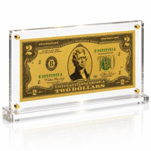 2 Dollar Gold Foil Bill with Acrylic Display Stand Gold Foil Bill Displays