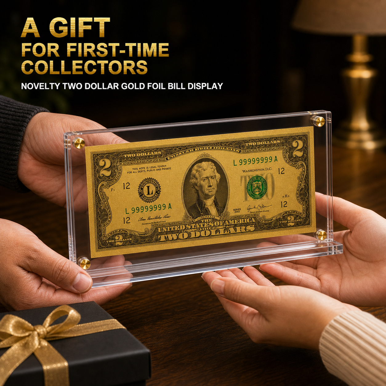 2 Dollar Gold Foil Bill with Acrylic Display Stand Gold Foil Bill Displays 2 Dollar Gold Foil Bill with Acrylic Display Stand Gold Foil Bill Displays 4