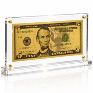 5 Dollar Gold Foil Bill with Acrylic Display Stand Gold Foil Bill Displays