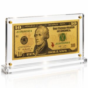 10 Dollar Gold Foil Bill with Acrylic Display Stand Gold Foil Bill Displays