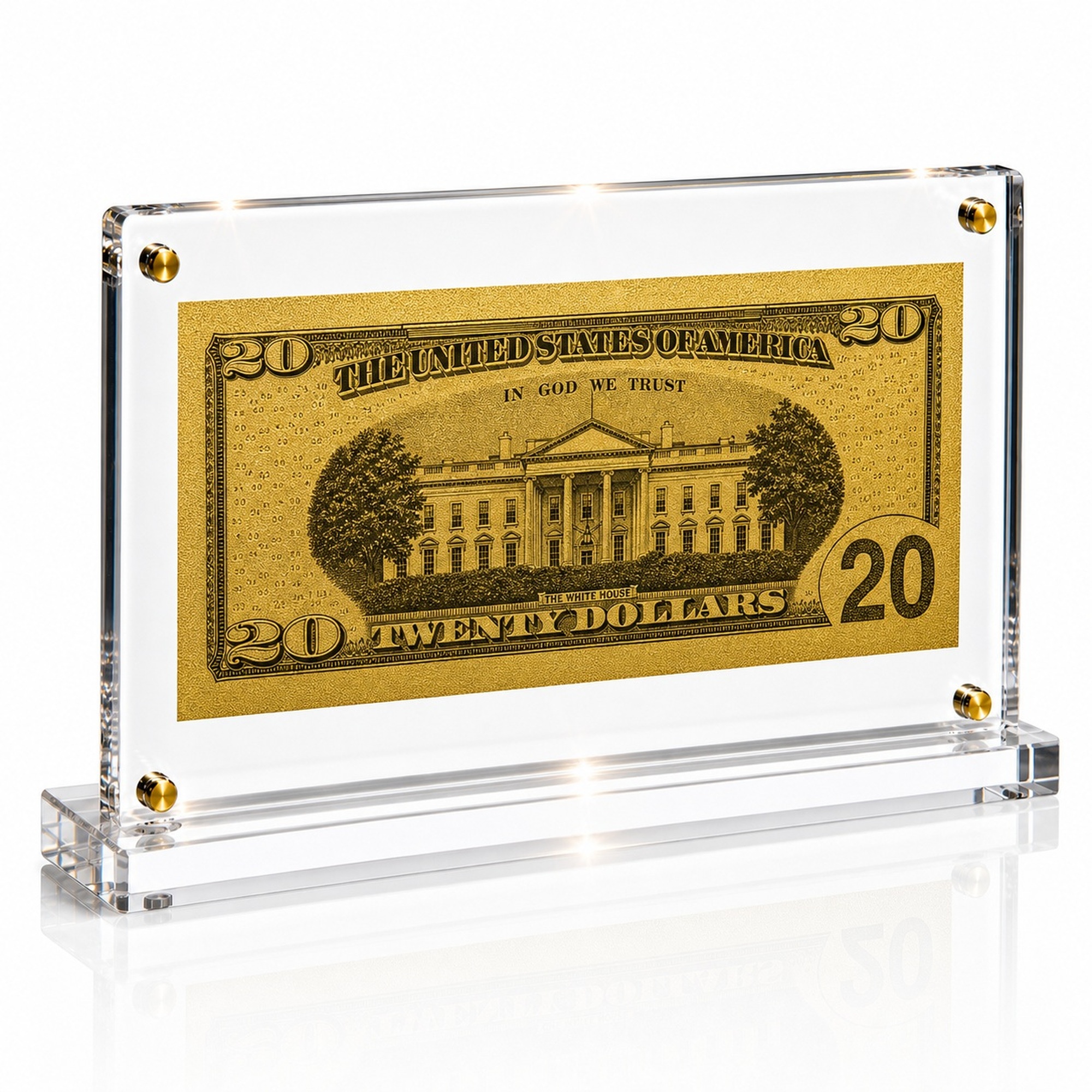 20 Dollar Gold Foil Bill with Acrylic Display Stand Gold Foil Bill Displays 20 Dollar Gold Foil Bill with Acrylic Display Stand Gold Foil Bill Displays 2