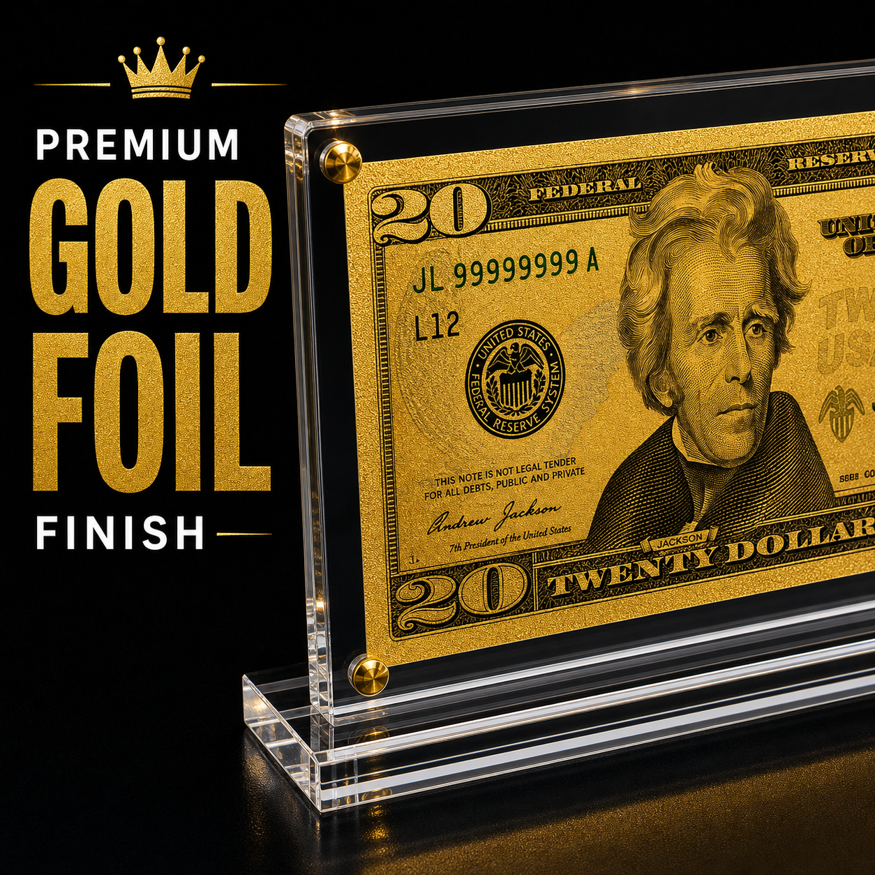 20 Dollar Gold Foil Bill with Acrylic Display Stand Gold Foil Bill Displays 20 Dollar Gold Foil Bill with Acrylic Display Stand Gold Foil Bill Displays 3