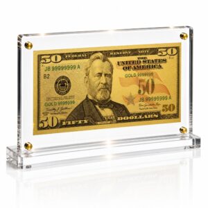 50 Dollar Gold Foil Bill with Acrylic Display Stand Gold Foil Bill Displays