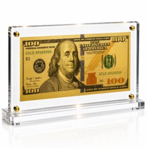 100 Dollar Gold Foil Bill with Acrylic Display Stand Gold Foil Bill Displays