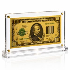 1,000 Dollar Gold Foil Bill with Acrylic Display Stand Gold Foil Bill Displays