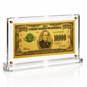 10,000 Dollar Gold Foil Bill with Acrylic Display Stand Gold Foil Bill Displays