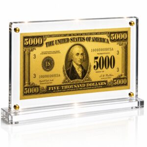 5,000 Dollar Gold Foil Bill with Acrylic Display Stand Gold Foil Bill Displays
