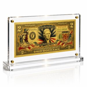 250th Anniversary 2 Dollar Gold Foil Bill with Acrylic Display Stand Gold Foil Bill Displays