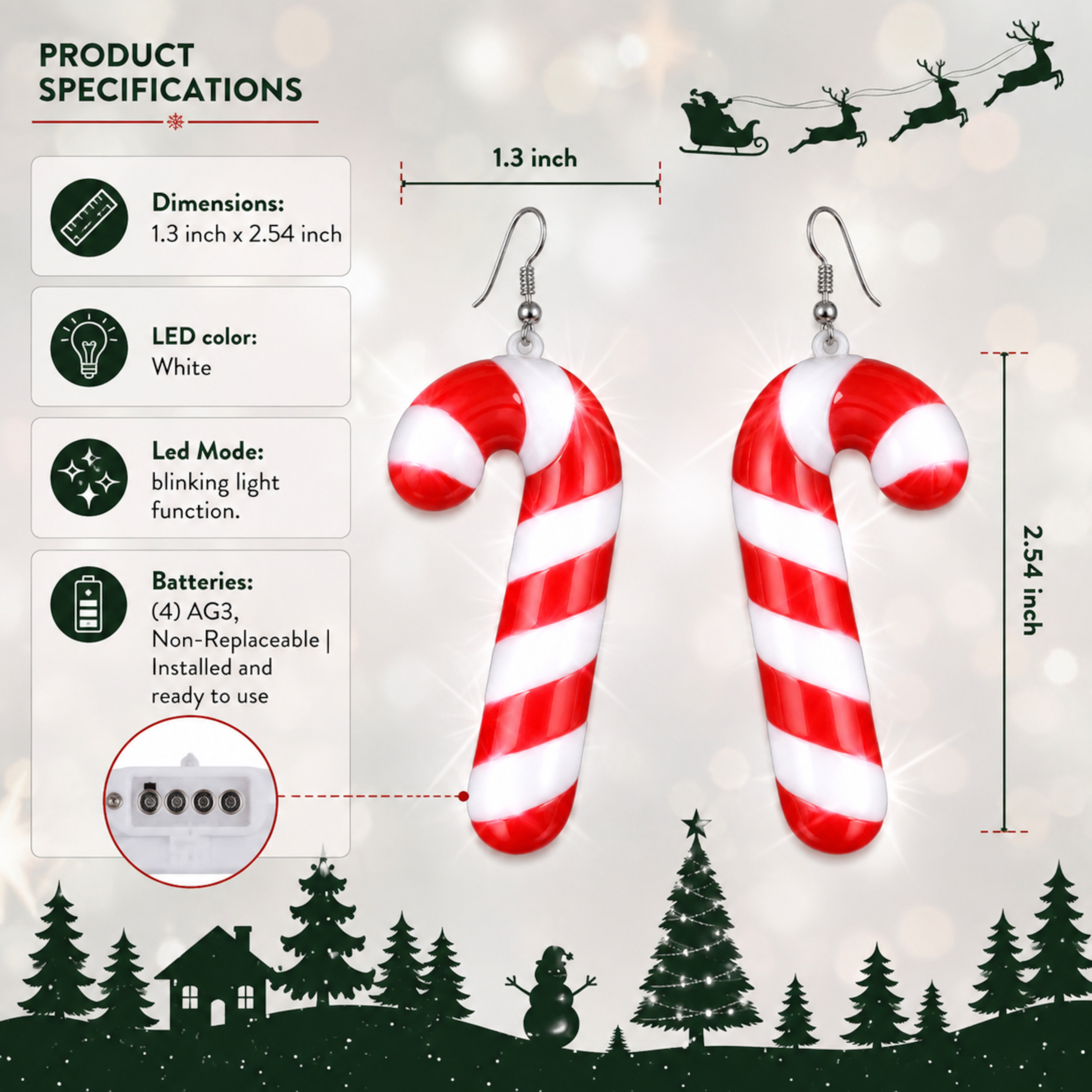 Flashing Classic Candy Cane Earrings All Products Flashing Classic Candy Cane Earrings All Products 3